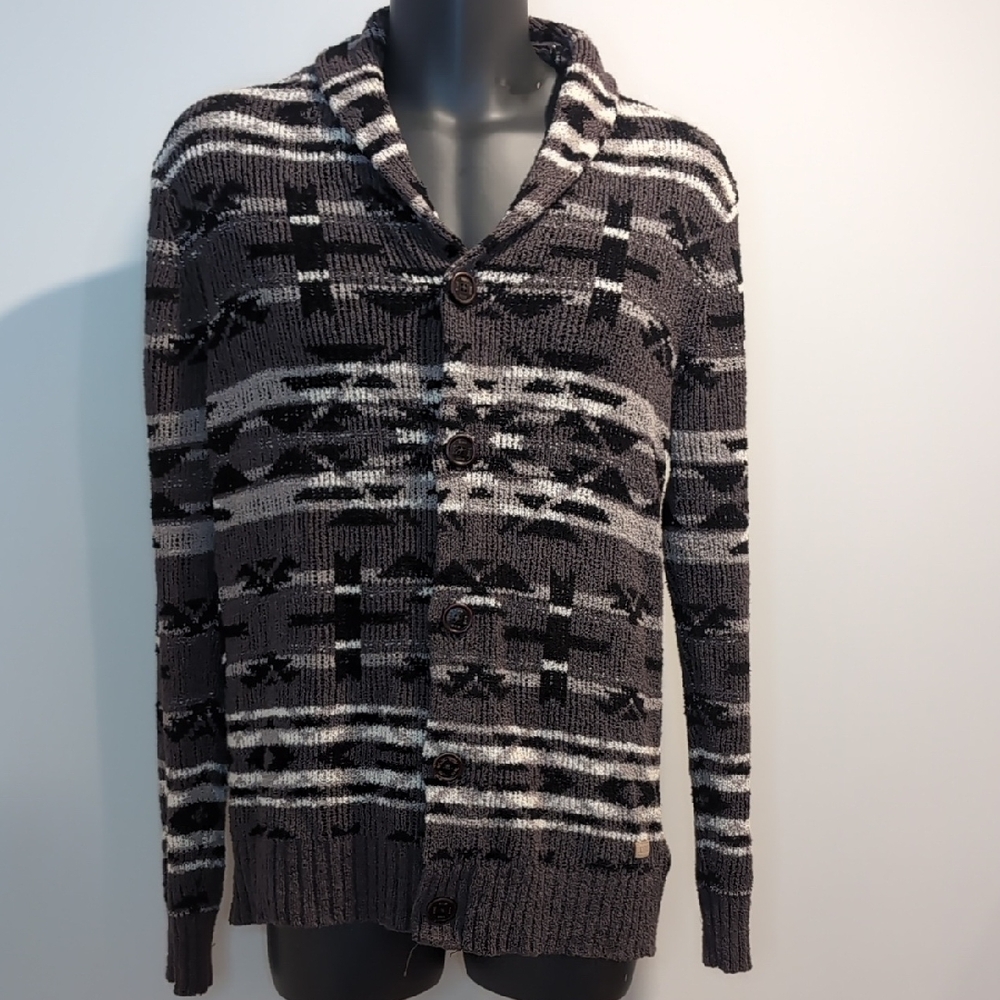 Simons Grey Aztec Knit Cardigan